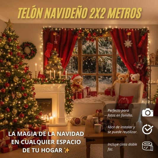 COMBO TELÓN NAVIDEÑO 2x2 metros + Funda para puerta 🎅🏻