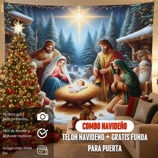 TELON NAVIDEÑO PARA PARED  2.5 x 2.1 METROS